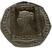 50 Pence - Elizabeth II 180th Anniversary of the Penny Black, United Kingdom, 2020 reverse image