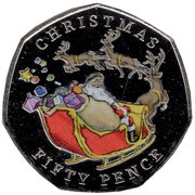 50 Pence - Elizabeth II Christmas; Multi-colour, United Kingdom, 2020 reverse image