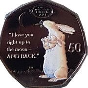 50 Pence - Elizabeth II Guess How Much I Love You; Coloured, United Kingdom, 2021 reverse image