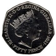 50 Pence - Elizabeth II The Duke and Duchess of Cambridge 10th Wedding Anniversary; Selective Gold Ink obverse image