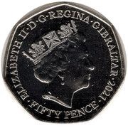 50 Pence - Elizabeth II Queen's 95th Birthday; Gold Ink obverse image