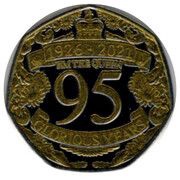 50 Pence - Elizabeth II Queen's 95th Birthday; Gold Ink, United Kingdom, 2021 reverse image