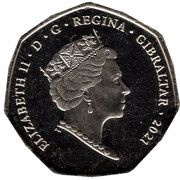 50 Pence - Elizabeth II Summer Olympic Games - Cycling; colourised version obverse image