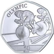 50 Pence - Elizabeth II Summer Olympic Games - Cycling, United Kingdom, 2021 reverse image