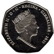 50 Pence - Elizabeth II Summer Olympic Games - Equestrian; colourised version obverse image