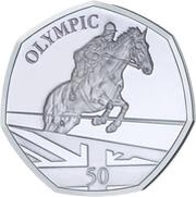 50 Pence - Elizabeth II Summer Olympic Games - Equestrian, United Kingdom, 2021 reverse image