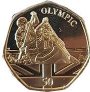 50 Pence - Elizabeth II Summer Olympic Games - Kayak, United Kingdom, 2021 reverse image