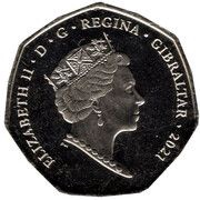 50 Pence - Elizabeth II Summer Olympic Games - Kayak; colourised version obverse image