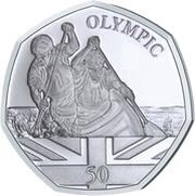 50 Pence - Elizabeth II Summer Olympic Games - Kayak, United Kingdom, 2021 reverse image