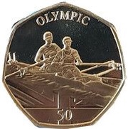 50 Pence - Elizabeth II Summer Olympic Games - Rowing, United Kingdom, 2021 reverse image