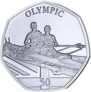 50 Pence - Elizabeth II Summer Olympic Games - Rowing, United Kingdom, 2021 reverse image