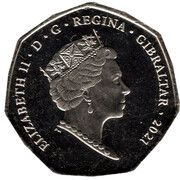 50 Pence - Elizabeth II Summer Olympic Games - Sprinting; colourised version obverse image