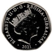 50 Pence - Elizabeth II Christmas; colourised obverse image