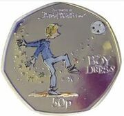 50 Pence - Elizabeth II The Boy in the Dress; Silver Proof, United Kingdom, 2021 reverse image
