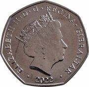 50 Pence - Elizabeth II Posthumous; Christmas 2022 obverse image