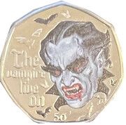 50 Pence - Elizabeth II Dracula; Colourised, United Kingdom, 2022 reverse image