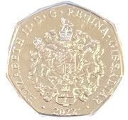 50 Pence - Elizabeth II The Coffin; Colourised obverse image