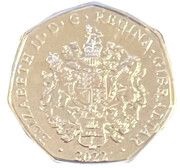 50 Pence - Elizabeth II Vampire Bat; Colourised obverse image