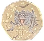 50 Pence - Elizabeth II Vampire Bat; Colourised, United Kingdom, 2022 reverse image