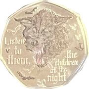 50 Pence - Elizabeth II Werewolf; Colourised, United Kingdom, 2022 reverse image