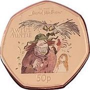 50 Pence - Elizabeth II Awful Auntie, United Kingdom, 2022 reverse image
