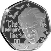 50 Pence - Elizabeth II Dracula; Gold Plated Silver, United Kingdom, 2022 reverse image