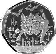 50 Pence - Elizabeth II Vampire Bat; Gold Plated Silver, United Kingdom, 2022 reverse image