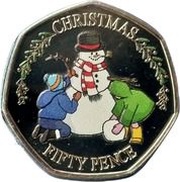 50 Pence - Charles III Christmas 2023; colourised, United Kingdom, 2023 reverse image