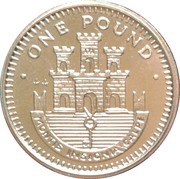1 Pound - Elizabeth II Castle and Key, United Kingdom, 1988-1997 reverse image