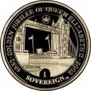 1 Sovereign - Elizabeth II Golden Jubilee - Boat on Thames, United Kingdom, 2002 reverse image