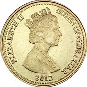 1 Pound - Elizabeth II Neanderthal Skull - Type 2, United Kingdom, 2009-2013 obverse image