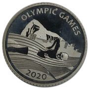 1 Pound Olympic Games - Swimming, United Kingdom, 2020 reverse image