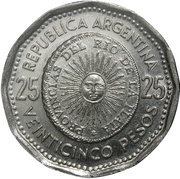 25 Pesos First Issue of National Coinage in 1813 obverse image
