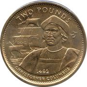 2 Pounds - Elizabeth II Christopher Columbus, United Kingdom, 1992 reverse image