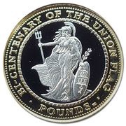2 Pounds - Elizabeth II Union Flag ; Silver Proof, United Kingdom, 2001 reverse image