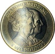 2 Pounds - Elizabeth II Diamond Wedding Anniversary, United Kingdom, 2007 reverse image