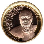 2 Pounds - Elizabeth II Churchill - Blood, Toil, Tears; Gold plated, United Kingdom, 2015 reverse image