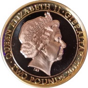 2 Pounds - Elizabeth II Churchill - Let Us Go Forward; Gold plated obverse image