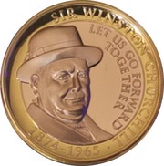 2 Pounds - Elizabeth II Churchill - Let Us Go Forward; Gold plated reverse image