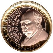 2 Pounds - Elizabeth II Churchill - Never Was So Much; Gold plated reverse image
