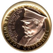 2 Pounds - Elizabeth II Churchill - We Shall Fight On; Gold plated, United Kingdom, 2015 reverse image