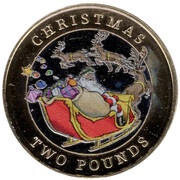 2 Pounds - Elizabeth II Christmas; Multi-colour, United Kingdom, 2020 reverse image
