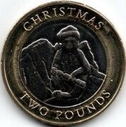 2 Pounds - Elizabeth II Christmas 2021, United Kingdom, 2021 reverse image