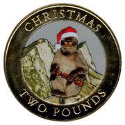 2 Pounds - Elizabeth II Christmas; colourised, United Kingdom, 2021 reverse image