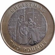 2 Pounds - Elizabeth II Posthumous; Christmas, United Kingdom, 2022 reverse image