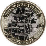 2 Pounds - Charles III Battle of the Atlantic - Map, United Kingdom, 2023 reverse image