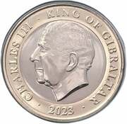 2 Pounds - Charles III Christmas; colourised obverse image