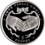 5 Pounds - Elizabeth II Golden Wedding; Silver Proof, United Kingdom, 1997 reverse image