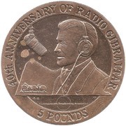 5 Pounds - Elizabeth II Radio Gibraltar, United Kingdom, 1998 reverse image
