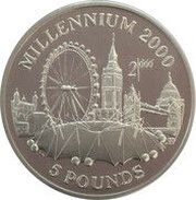 5 Pounds - Elizabeth II Millennium; Silver Proof, United Kingdom, 1998 reverse image